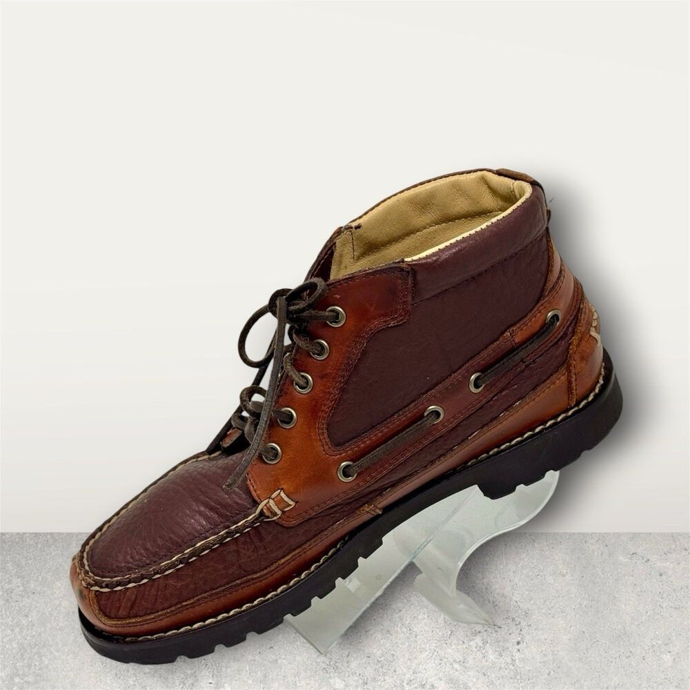 LL Bean Chukka Allagash Brown Leather Moc Toe Boots Ranger Size 8.5